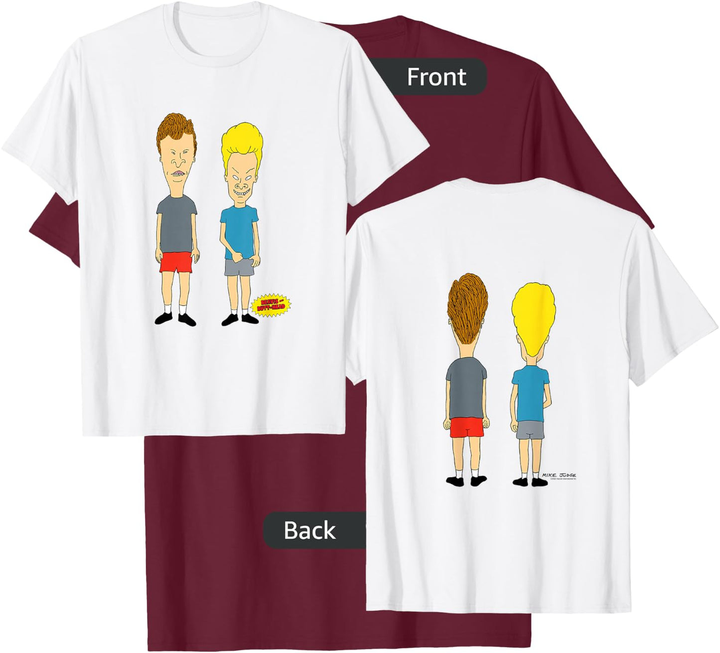 Beavis and Butt-Head Front and Back T-Shirt - T-Shirt | Maroon