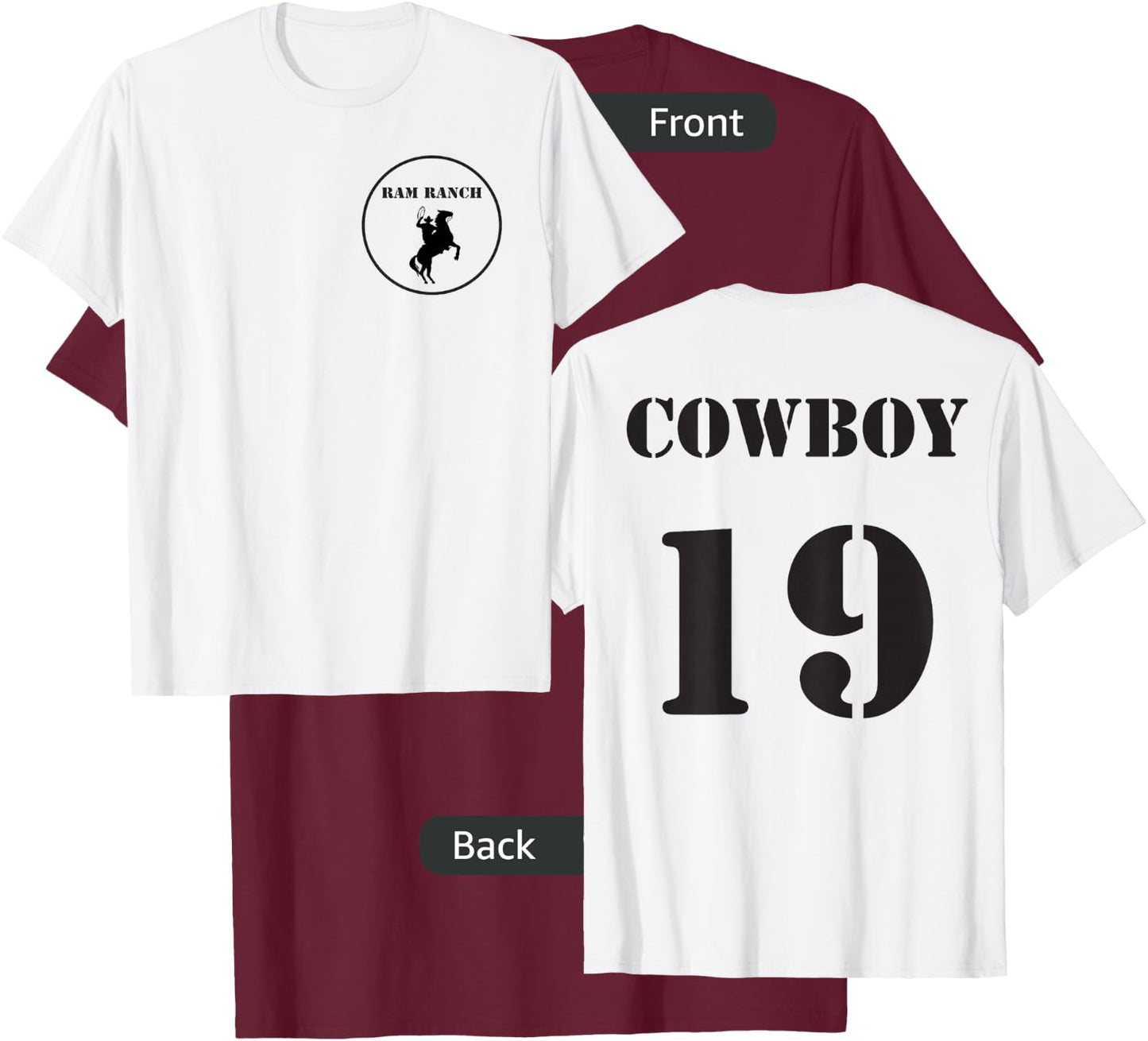 Ram Ranch Cowboy 19 meme T-Shirt - T-Shirt | Maroon