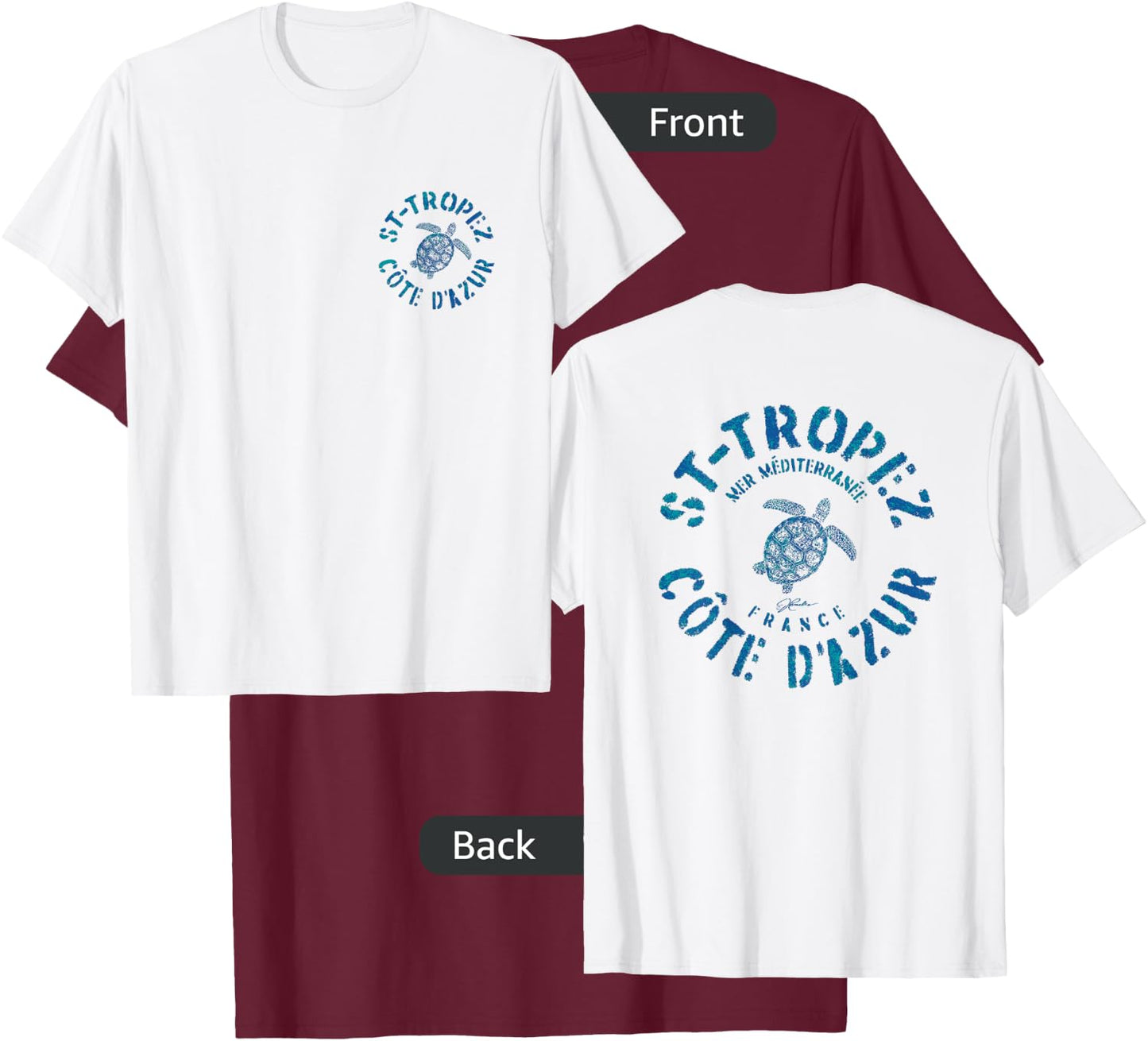 JCombs: Saint-Tropez, French Riviera, France, Sea Turtle T-Shirt - T-Shirt | Maroon
