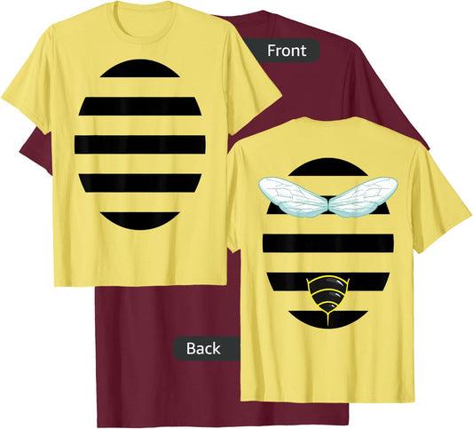 Bumblebee Costume Stripes Wings Stinger Front and Back T-Shirt - T-Shirt | Maroon