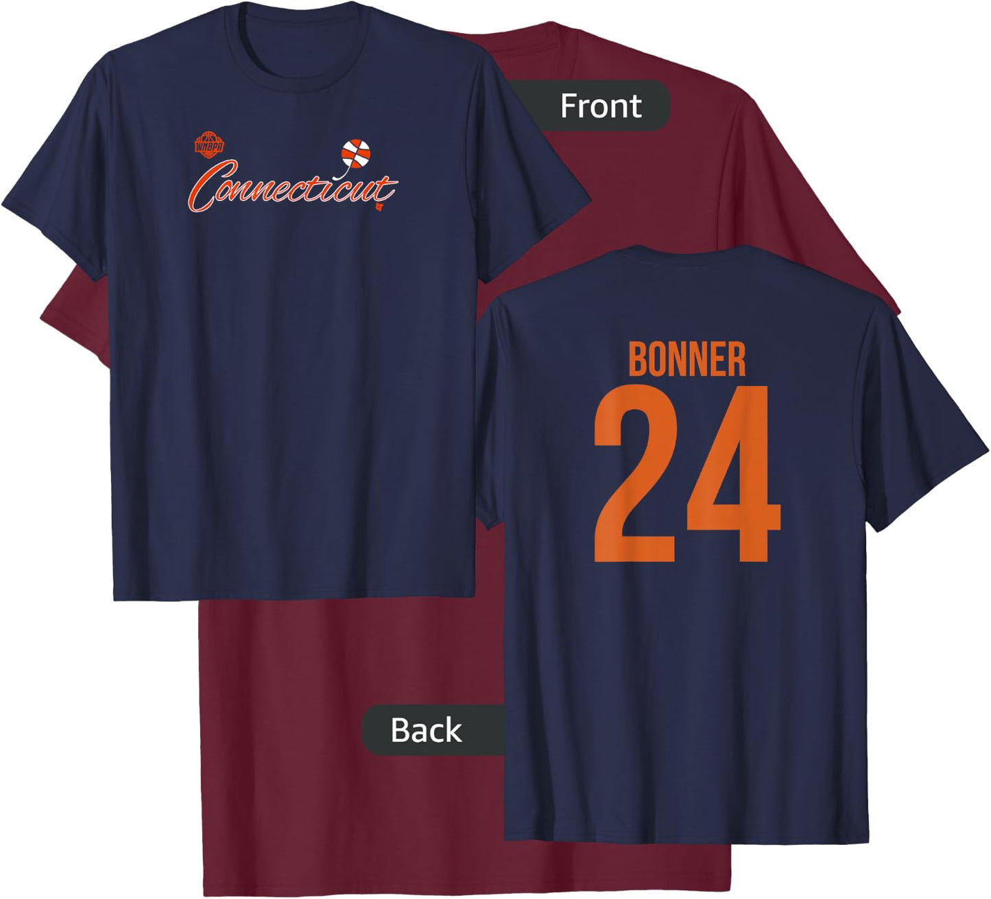 DeWanna Bonner 24 - Number on Back - Connecticut Basketball T-Shirt - T-Shirt | Maroon