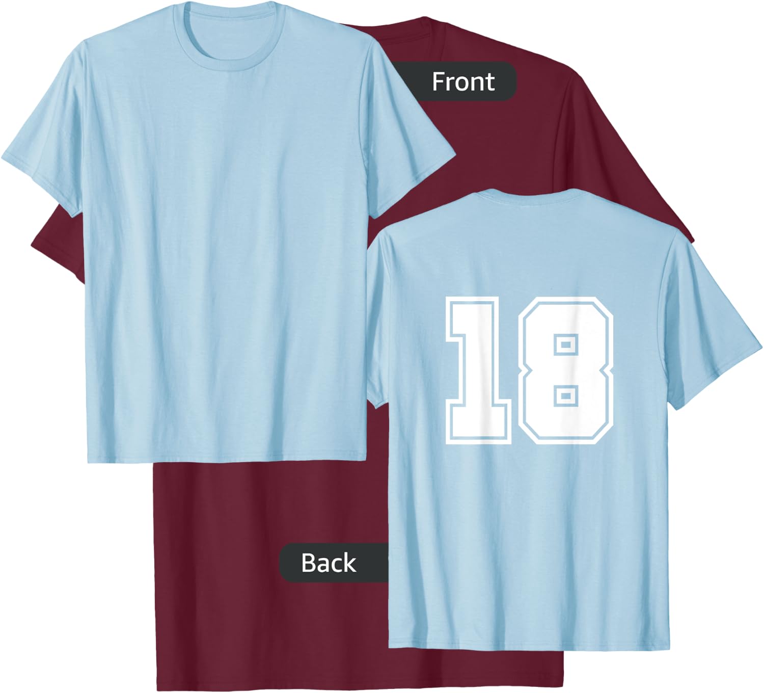 Number 18 No. Eighteen #18 Sports Jerseys Player T-Shirt - T-Shirt | Maroon