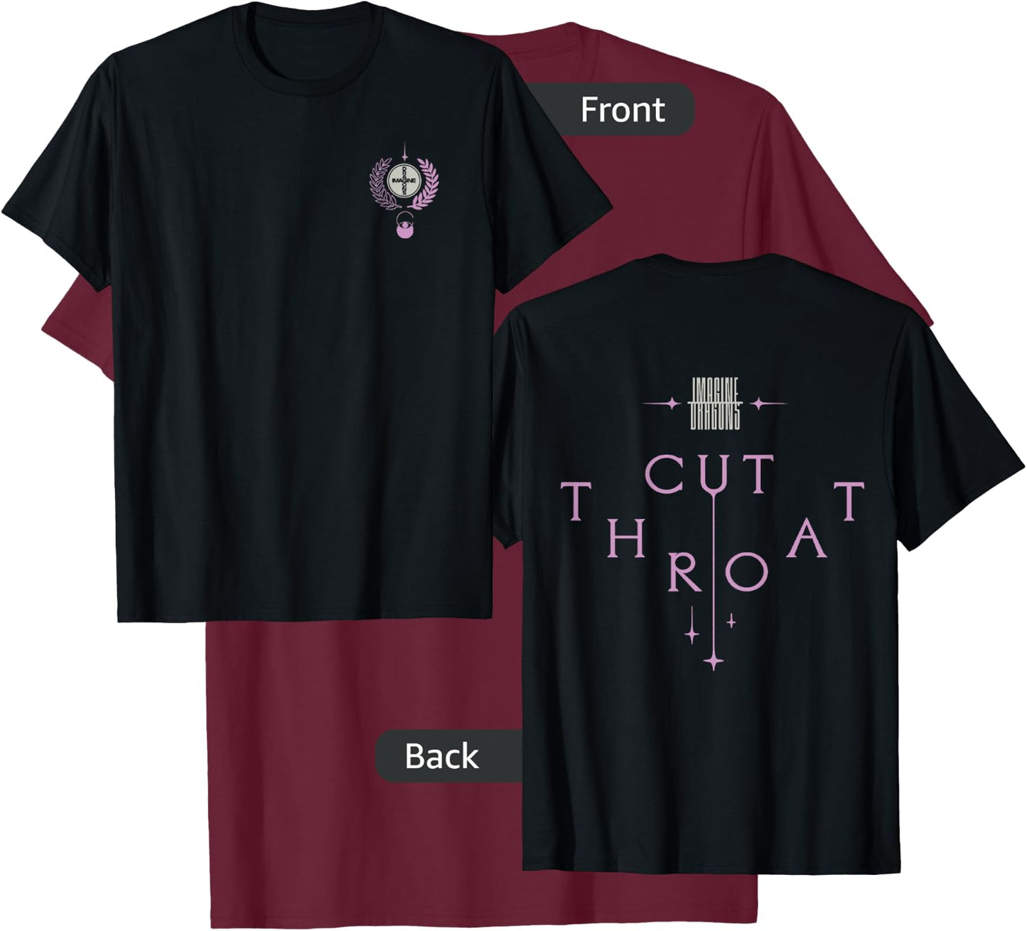 Official Imagine Dragons Emblem & Cutthroat Black T-Shirt - T-Shirt | Maroon