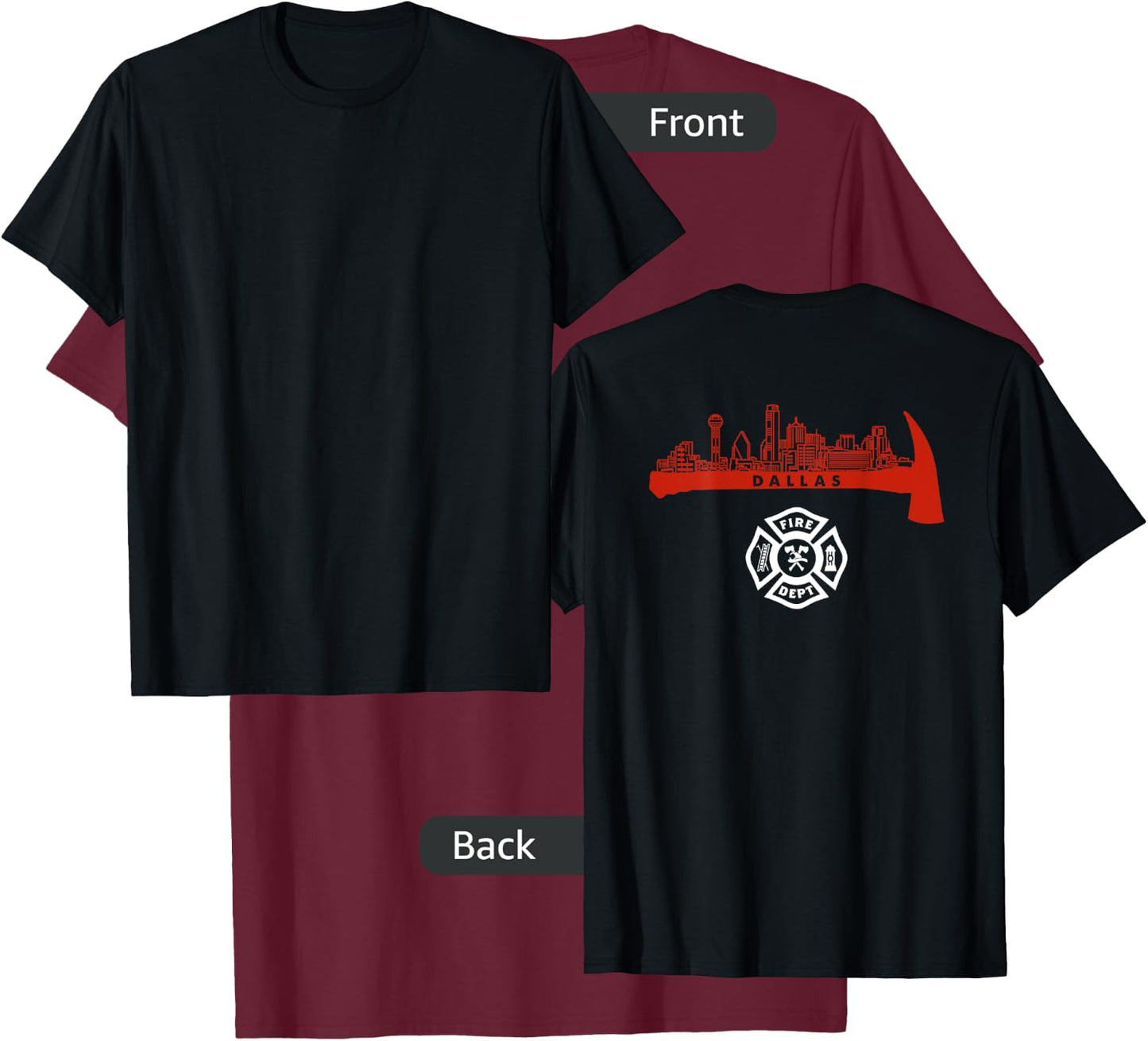 Dallas Texas Fire Rescue Department Firefighter Firemen Duty T-Shirt - T-Shirt | Maroon