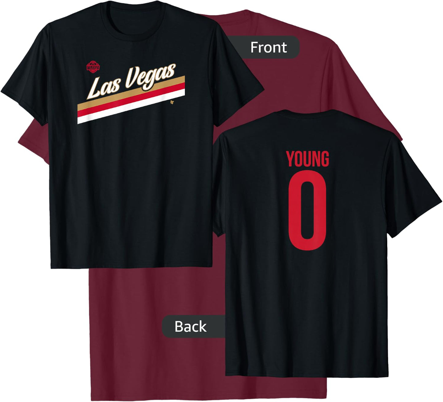 Jackie Young 0 - Number on Back - Las Vegas Basketball T-Shirt - T-Shirt | Maroon