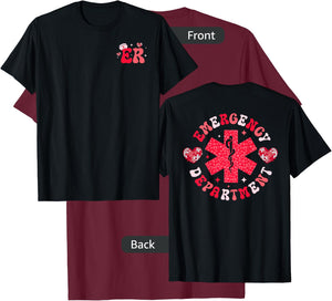 Emergency Department Valentines Day ER Nurse ED Tech Nursing , Small T-Shirt - T-Shirt | Maroon