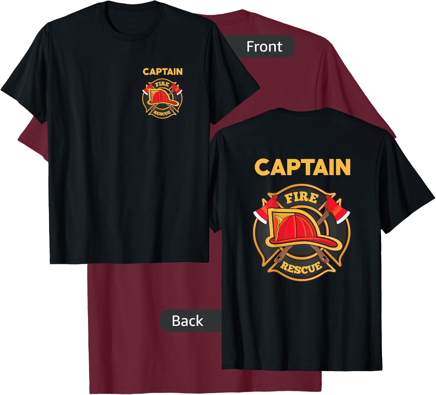 Fire Rescue Captain Department Firefighters Firemen T-Shirt - T-Shirt | Maroon