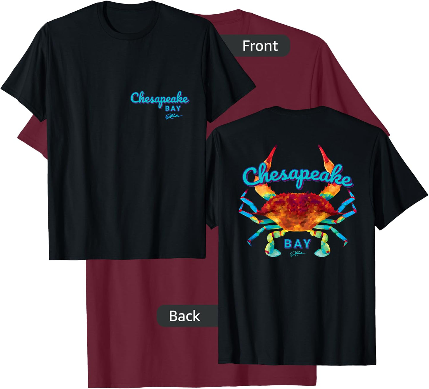 JCombs: Chesapeake Bay Blue Crab (2-Sided) T-Shirt - T-Shirt | Maroon
