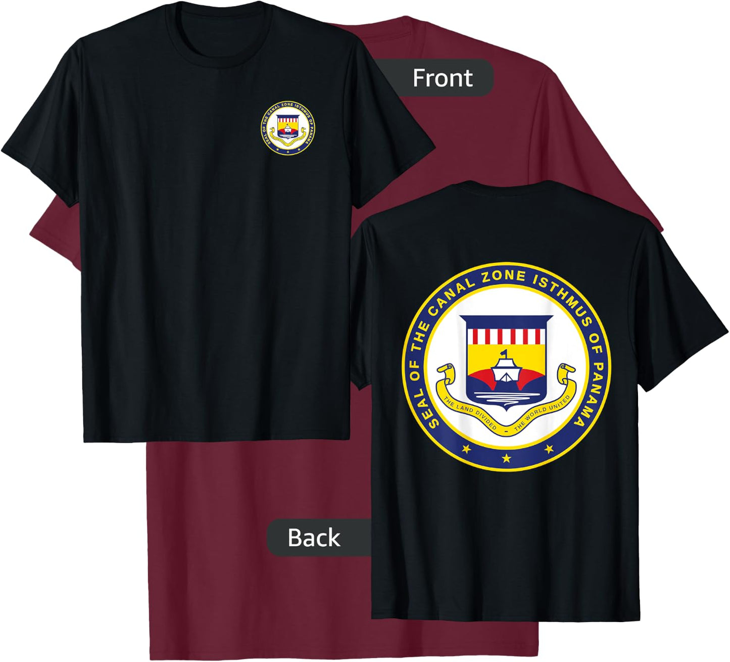 DOUBLE SIDED Panama Canal Seal - Panama Canal T-Shirt - T-Shirt | Maroon