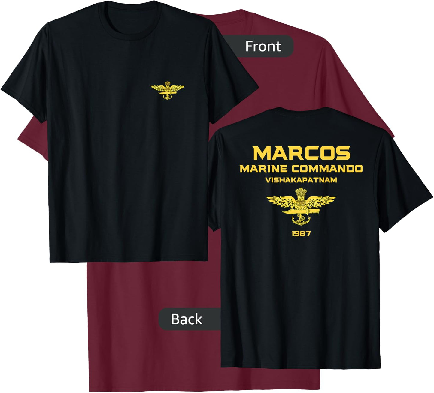 MARCOS Indian Special Force Indian Army Magarmach T-Shirt - T-Shirt | Maroon