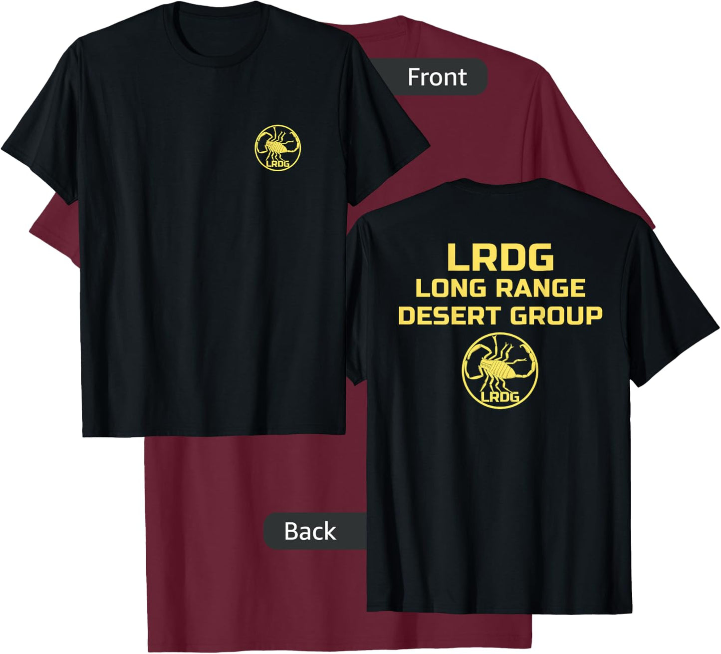 LRDG British Special Force Range Desert Group BACKPRINT T-Shirt - T-Shirt | Maroon