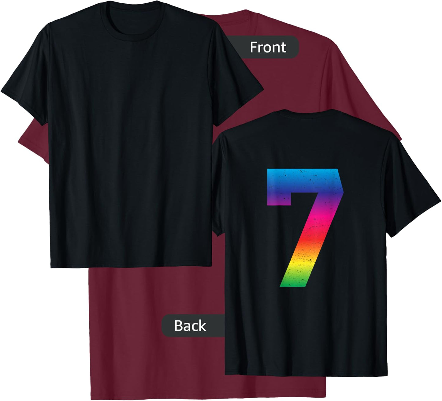 #7 Jersey Uniform Lucky Number Rainbow T-Shirt - T-Shirt | Maroon