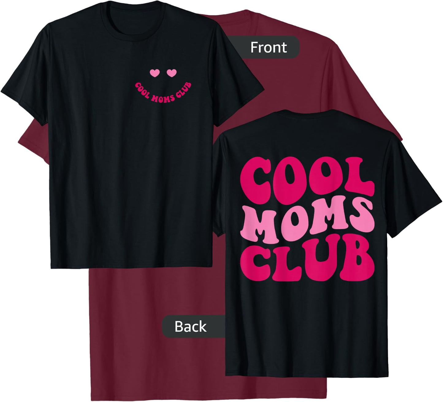 Cool Moms Club Funny Mom Saying Groovy Women T-Shirt - T-Shirt | Maroon