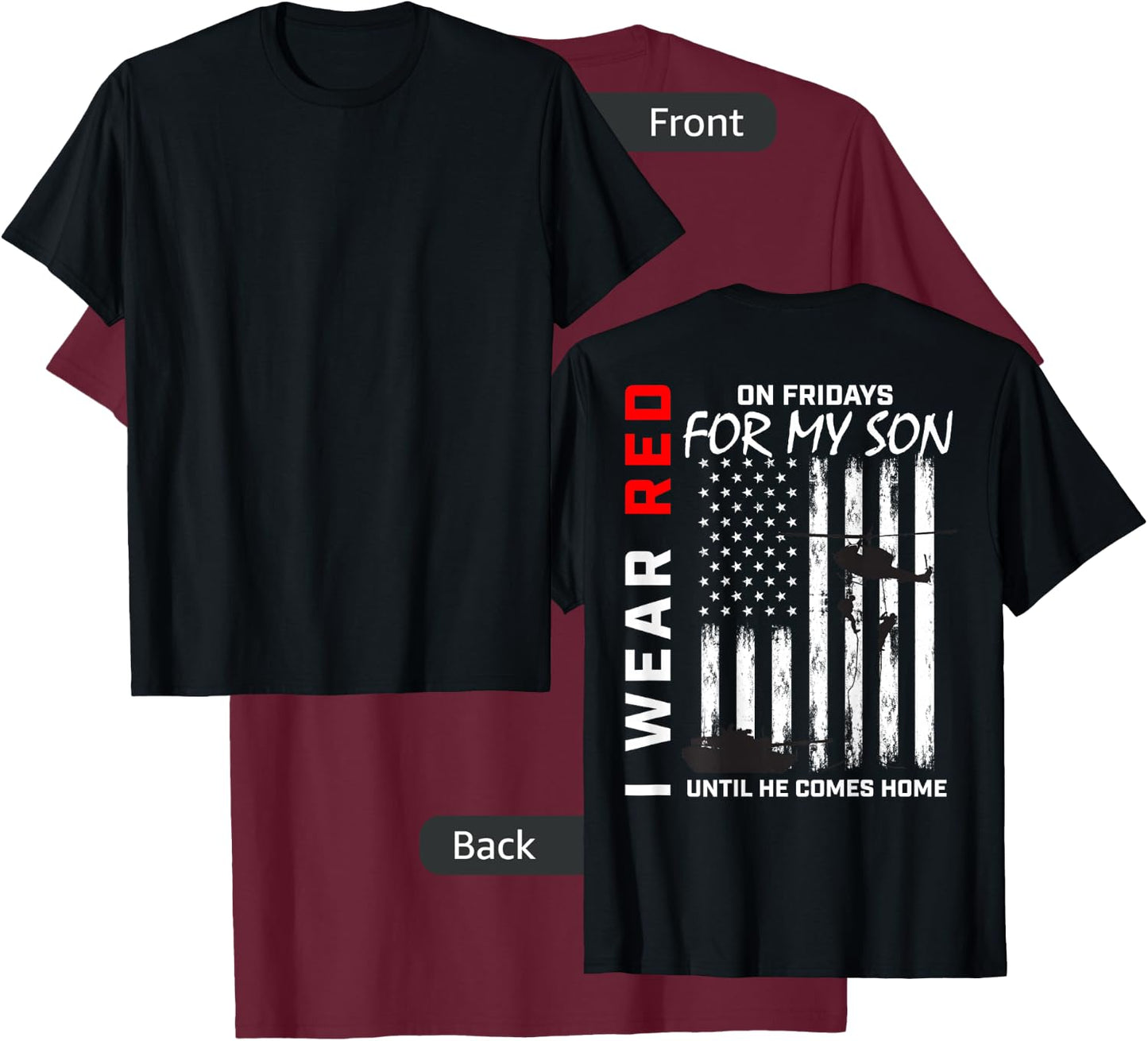Red Friday Son Military Remember Everyone Deployed USA Flag Men T-Shirt - T-Shirt | Maroon