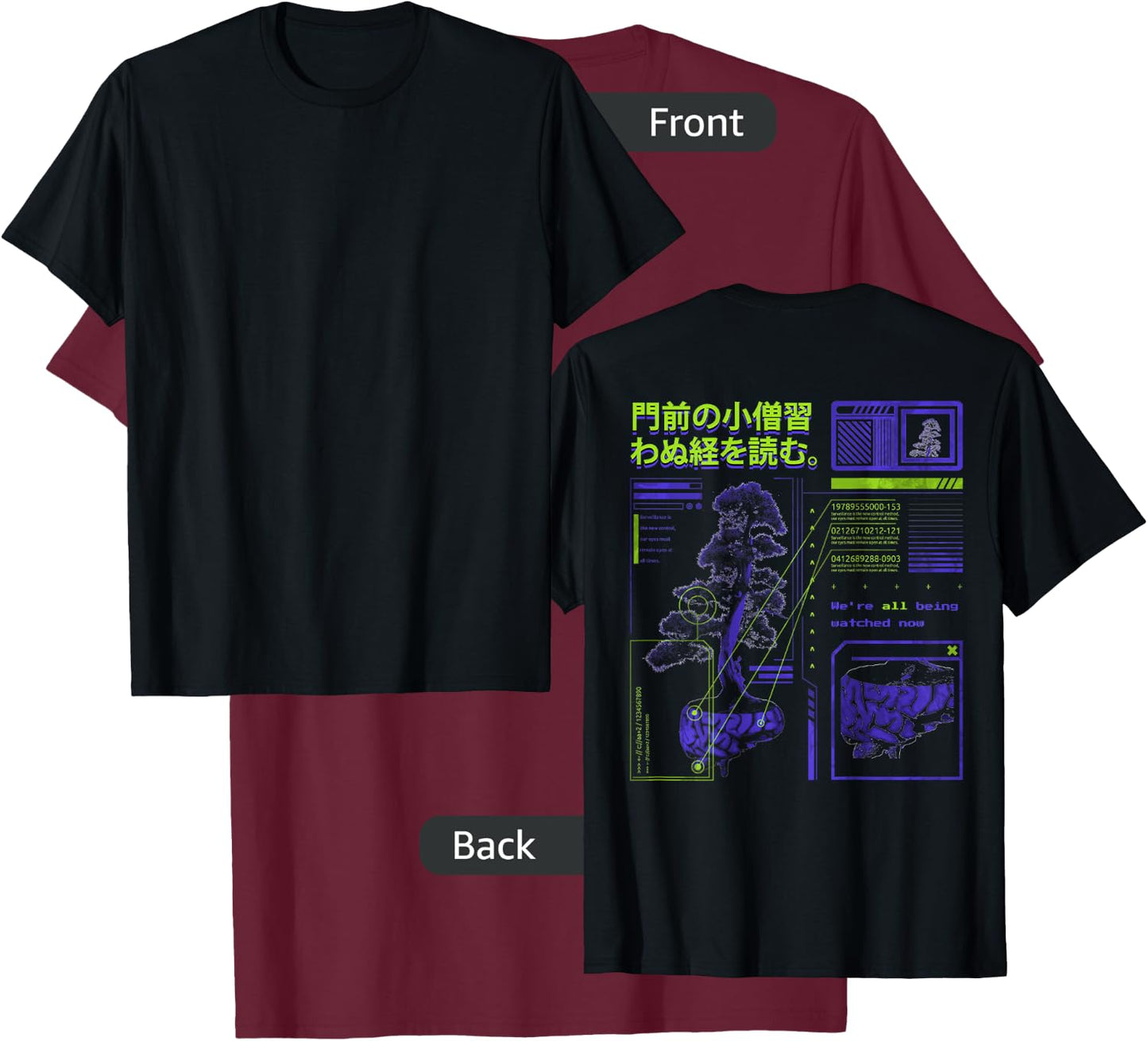Futuristic waporwave Aesthetic Style digital Nature glitch T-Shirt - T-Shirt | Maroon