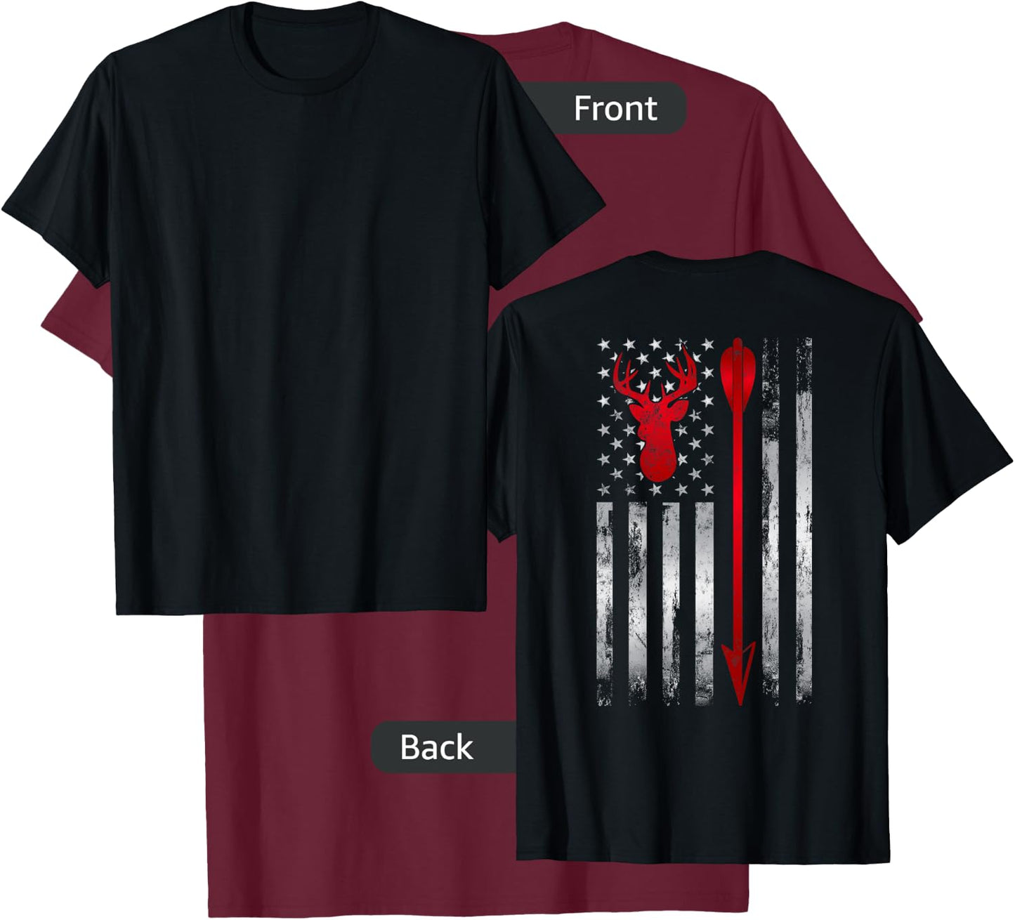 BowHunter Patriotic American USA flag Deer Bow Hunting T-Shirt - T-Shirt | Maroon