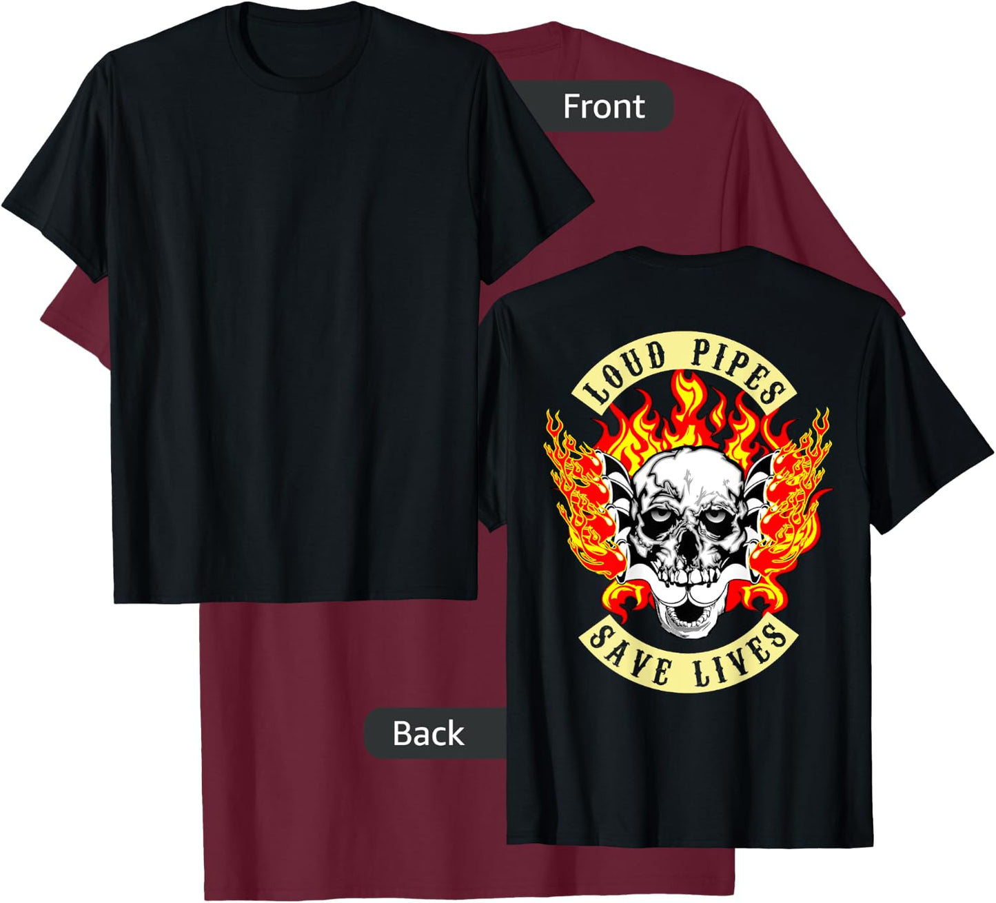Loud Pipes Save lives Biker Christmas Gift Shirt T-Shirt - T-Shirt | Maroon