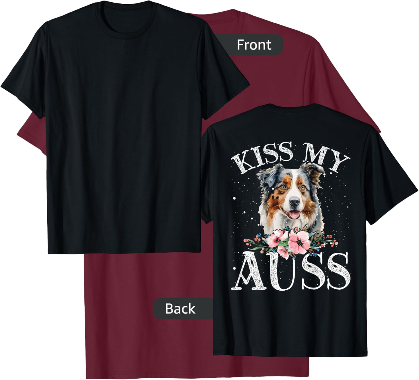 Kiss My Auss Backprint Aussie T-Shirt - T-Shirt | Maroon