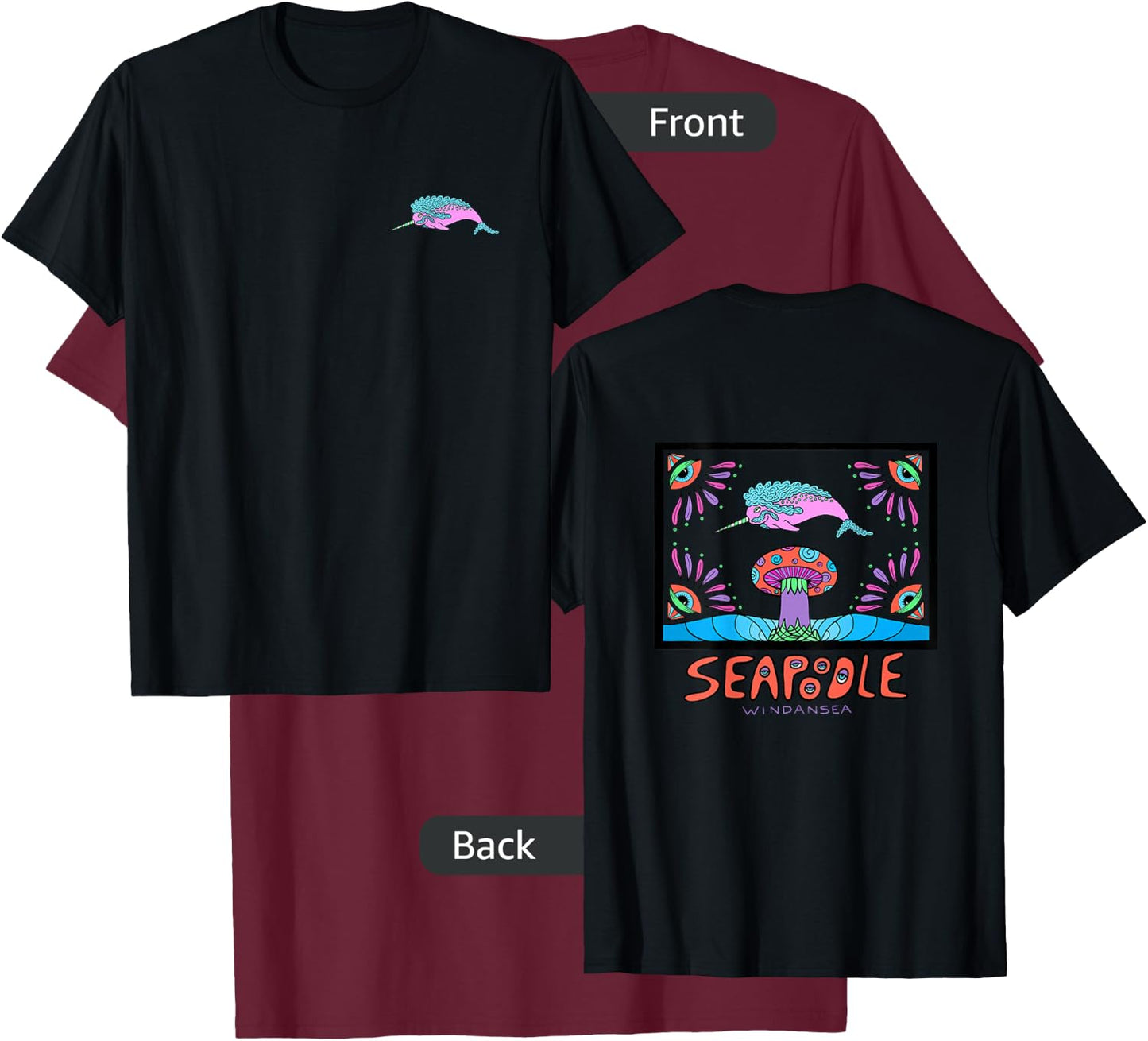 Seapoodle Narwhal T-Shirt - T-Shirt | Maroon