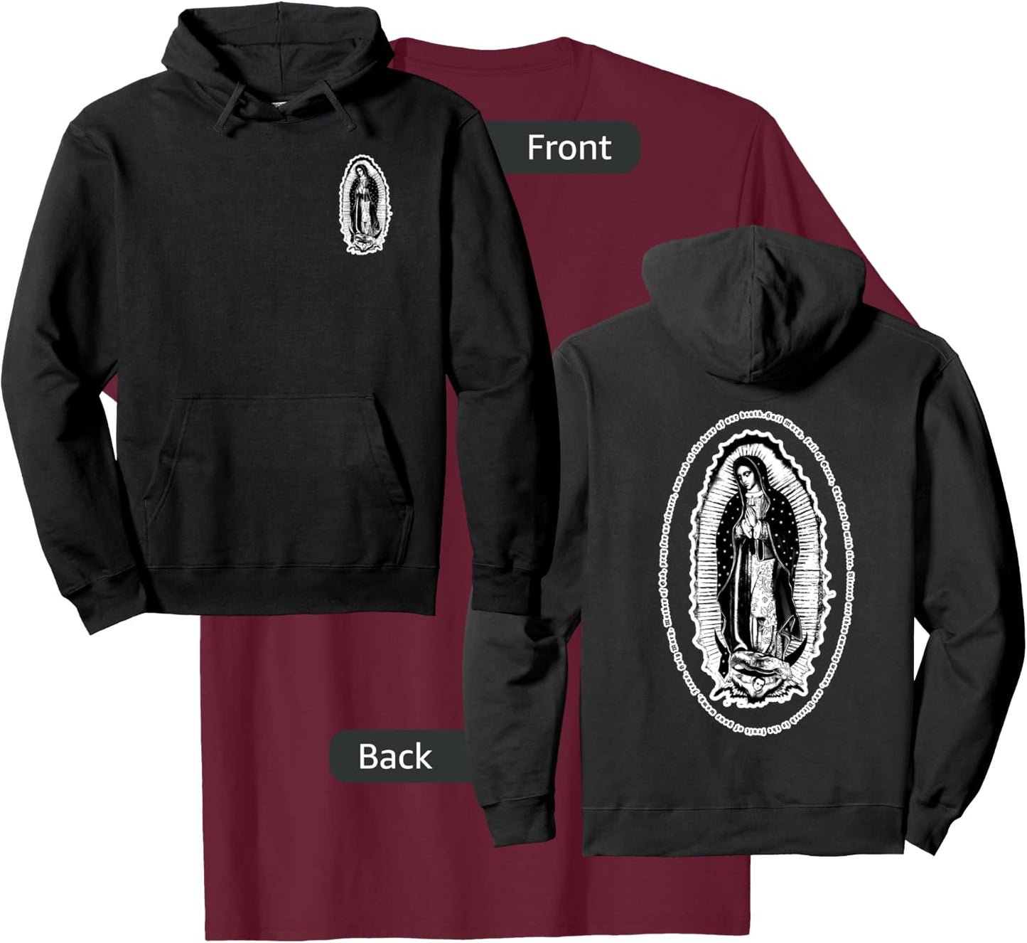 Hail Mary, Virgen de Guadalupe T-Shirt - T-Shirt | Maroon