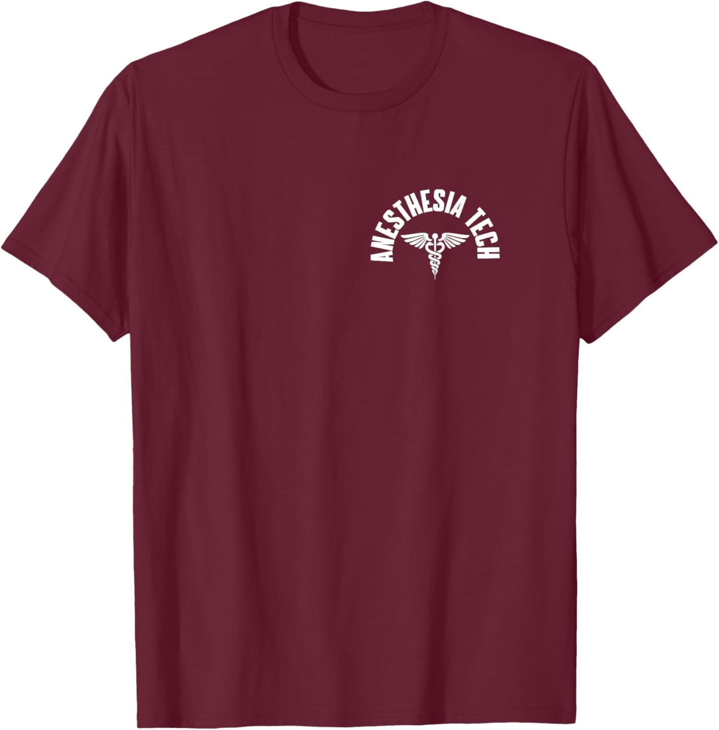 Anesthesia Tech Pocket Caduceus Anesthesia Technology Outfit T-Shirt - T-Shirt | Maroon