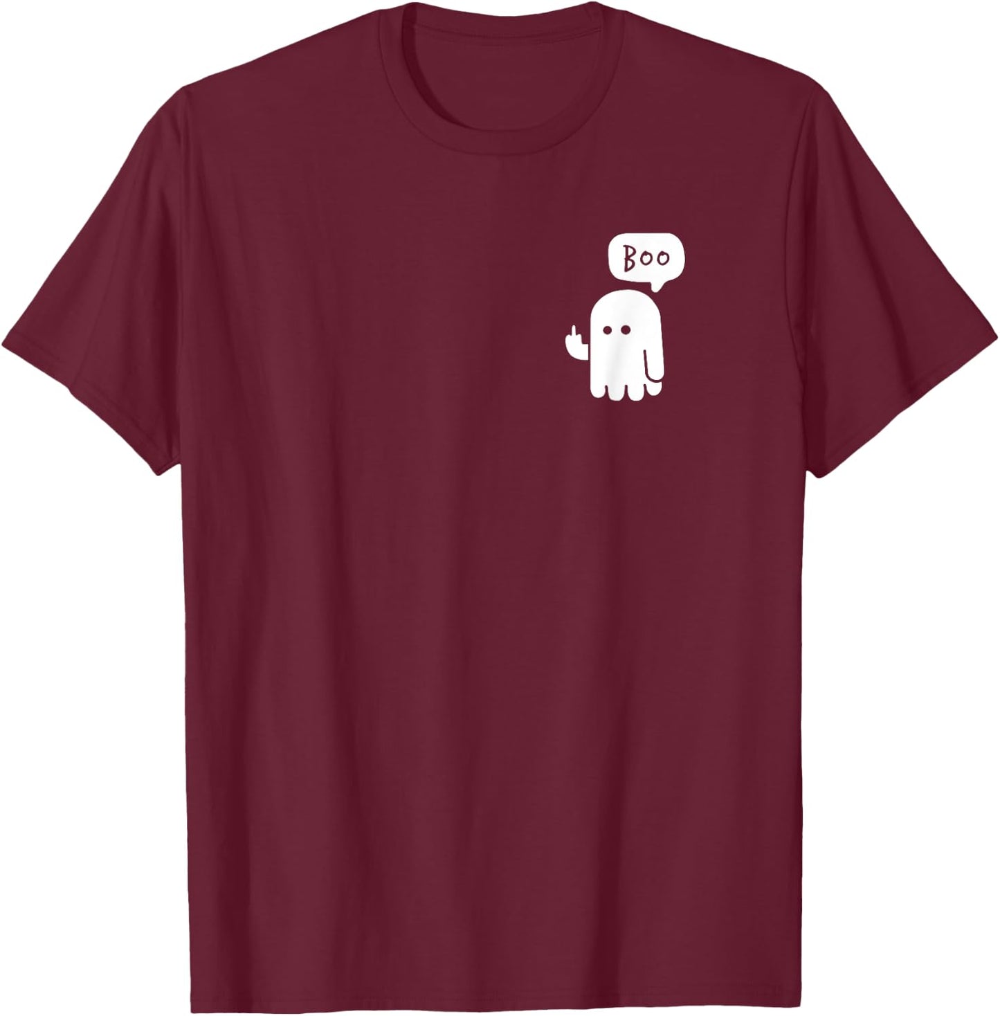 Funny Little Middle Fingers Cute Ghost Boojee Halloween T-Shirt - T-Shirt | Maroon