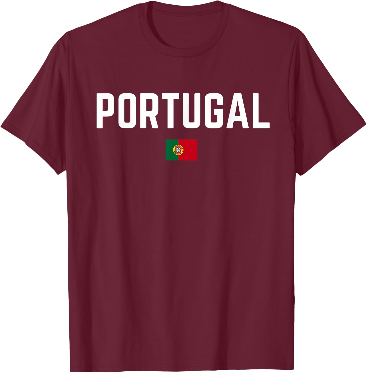 PORTUGAL Flag | Men Women Kids PORTUGAL , Red, S T-Shirt - T-Shirt | Maroon