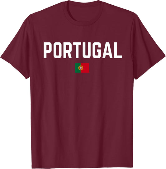 PORTUGAL Flag | Men Women Kids PORTUGAL , Red, S T-Shirt - T-Shirt | Maroon