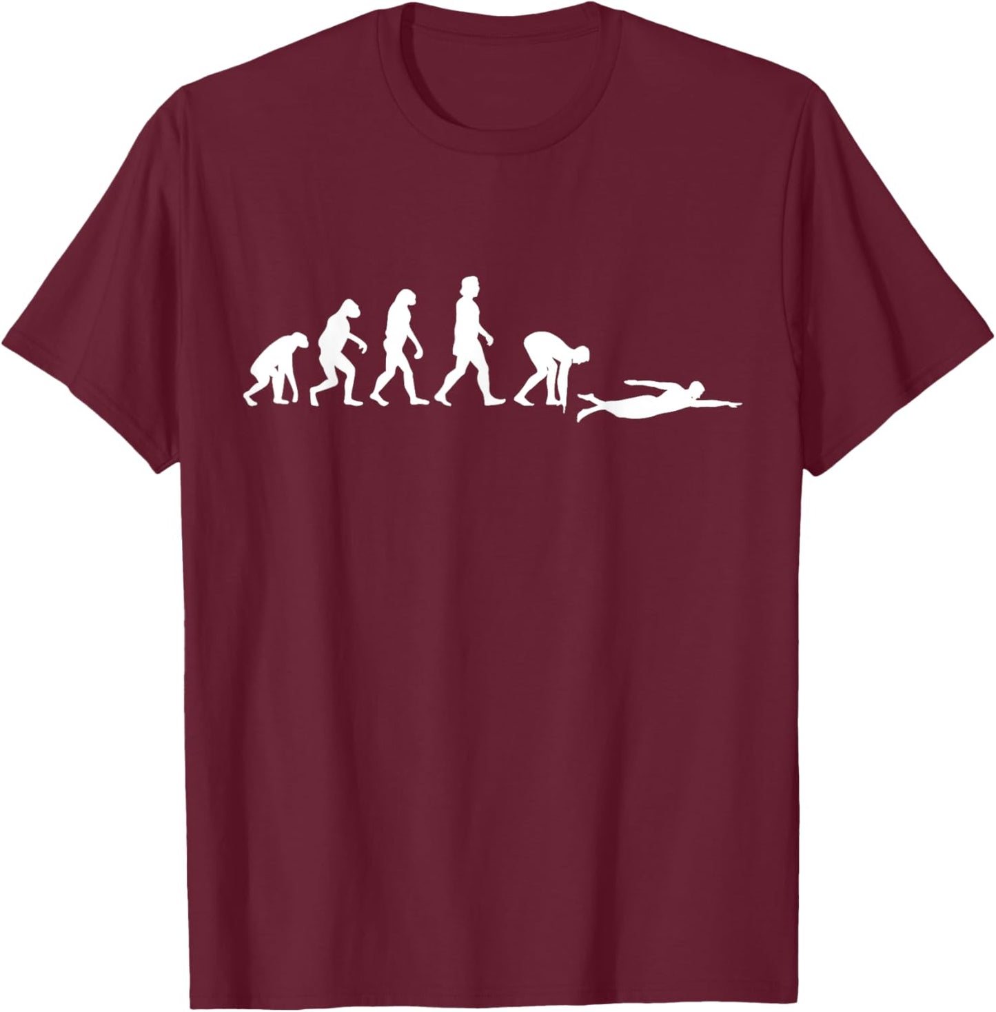 Swimming Evolution Swim Funny Swimmer T-Shirt - T-Shirt | Maroon