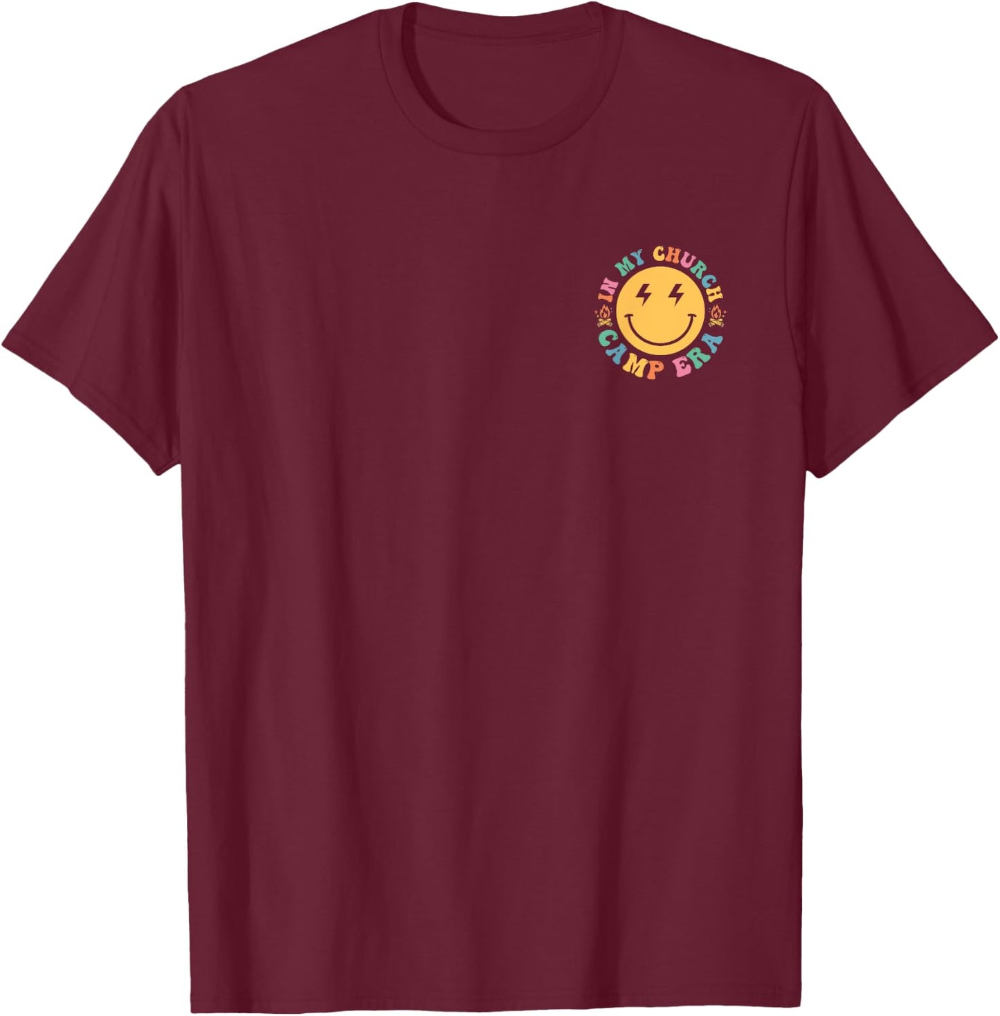 In My Church Camp Era Retro Funny Summer Camping (2 Sides) T-Shirt - T-Shirt | Maroon