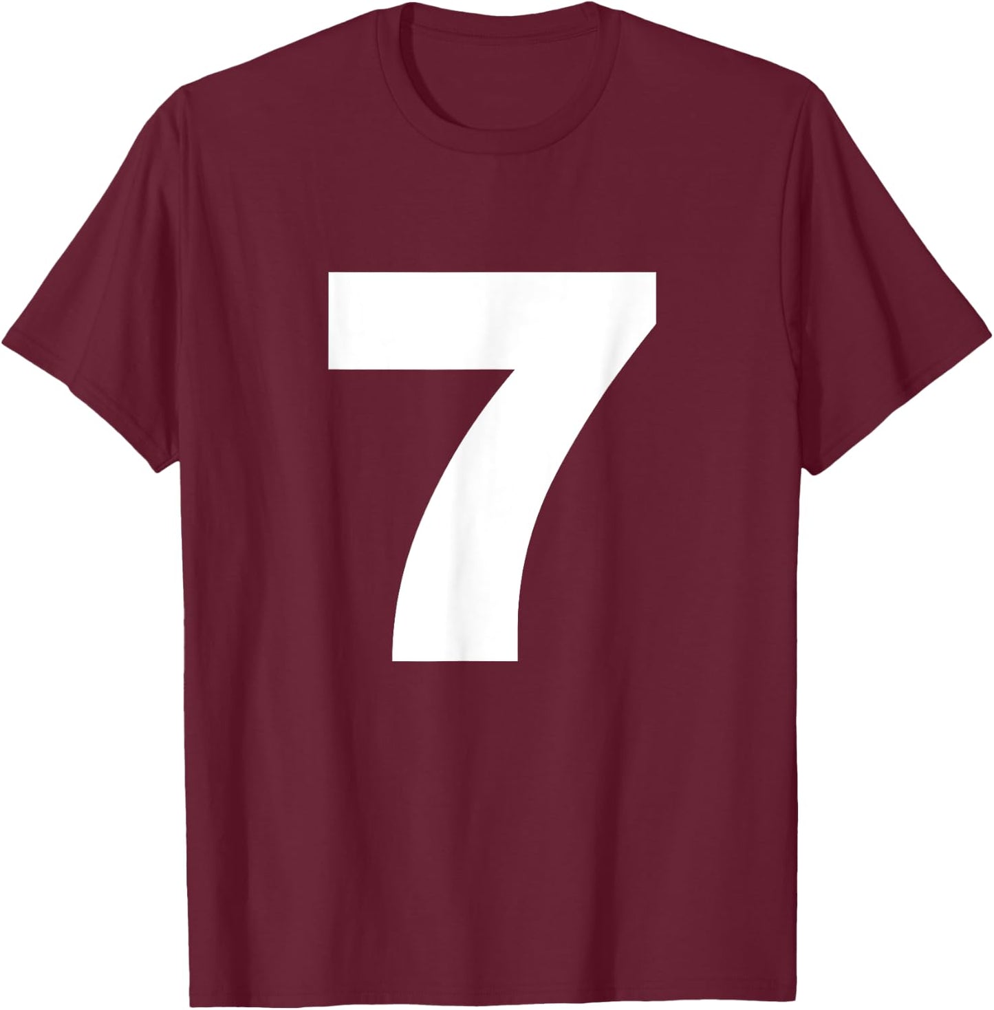 Bold Number Seven 7 - Big Font Symbol Character Figure T-Shirt - T-Shirt | Maroon