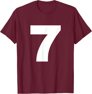Bold Number Seven 7 - Big Font Symbol Character Figure T-Shirt - T-Shirt | Maroon