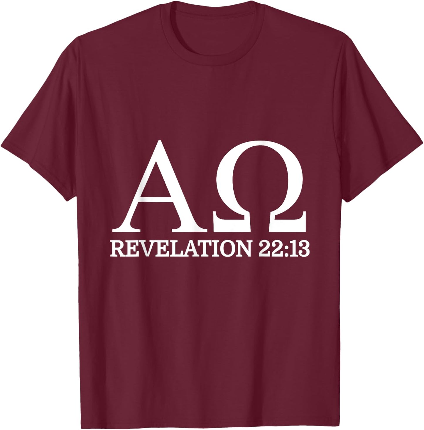 Revelation 22:13 Alpha Omega Bible Christian T-Shirt - T-Shirt | Maroon