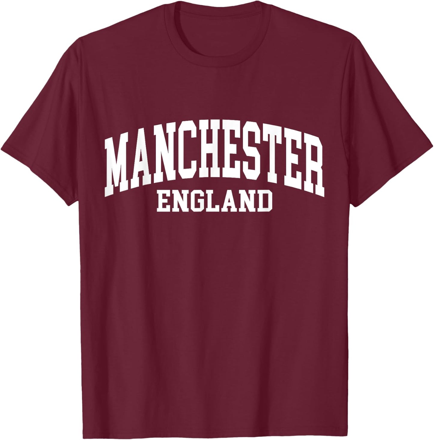 Manchester England England College Writing Fan , black, s T-Shirt - T-Shirt | Maroon