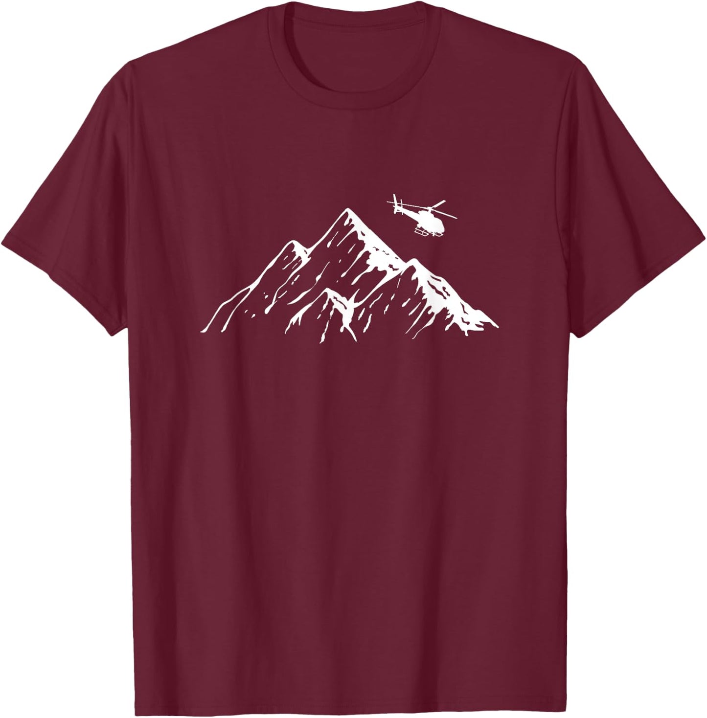 Helicopter Mountains Heli Copter Pilot Aviation Flight T-Shirt - T-Shirt | Maroon