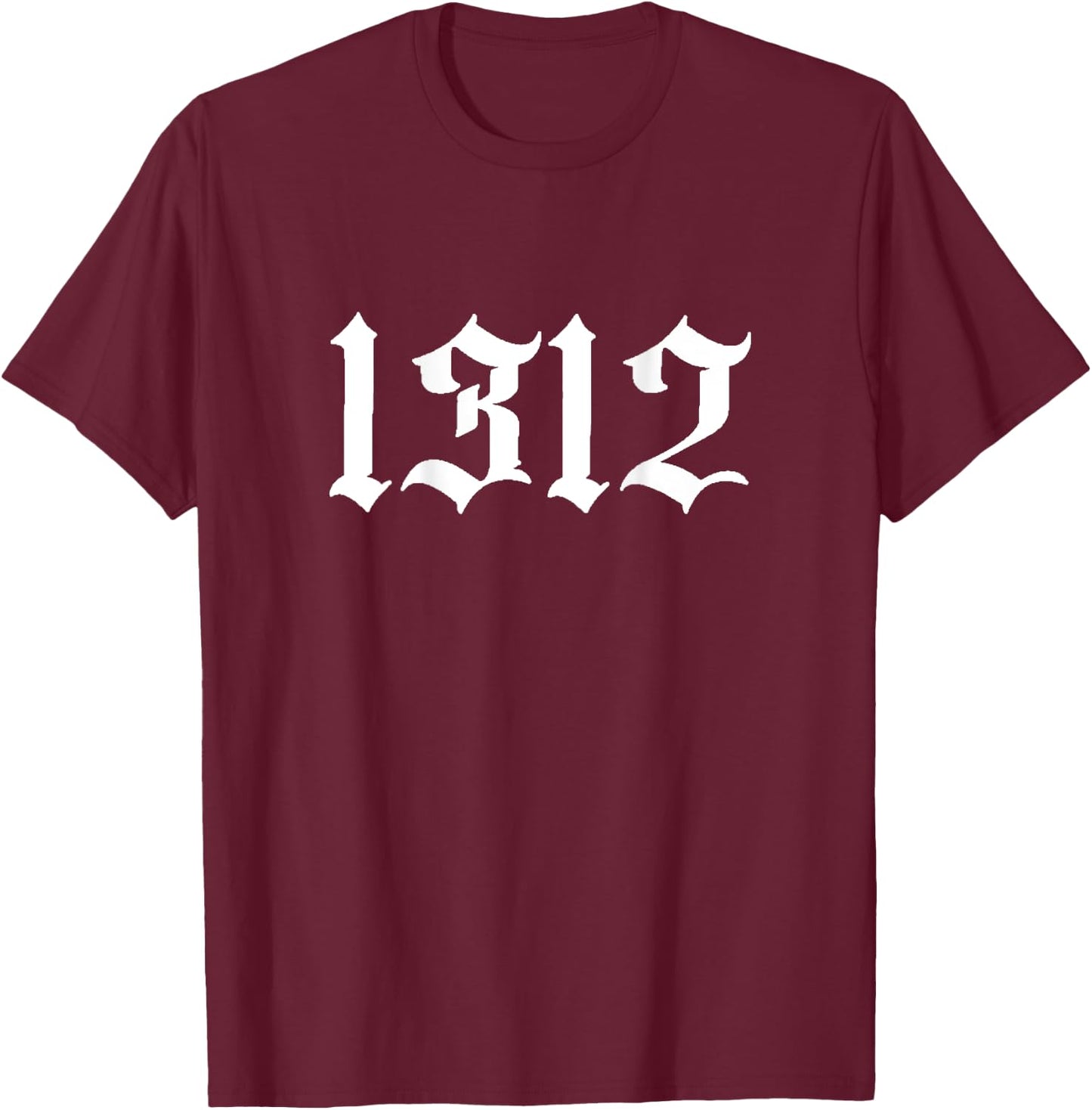 1312 on Back, 1312 , 1312 Printed Back, , Black T-Shirt - T-Shirt | Maroon