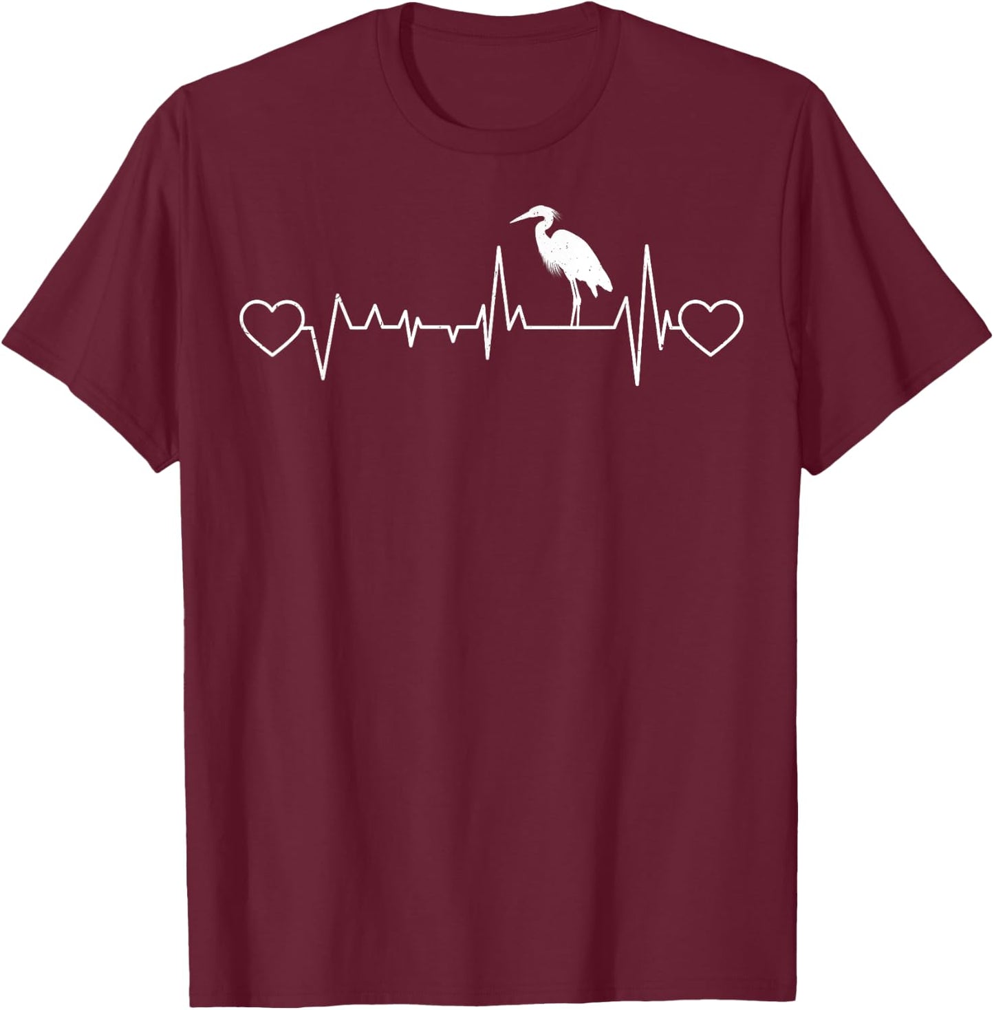 Heron Heartbeat - Men Women Blue Heron Lover EKG Pulse Gifts T-Shirt - T-Shirt | Maroon