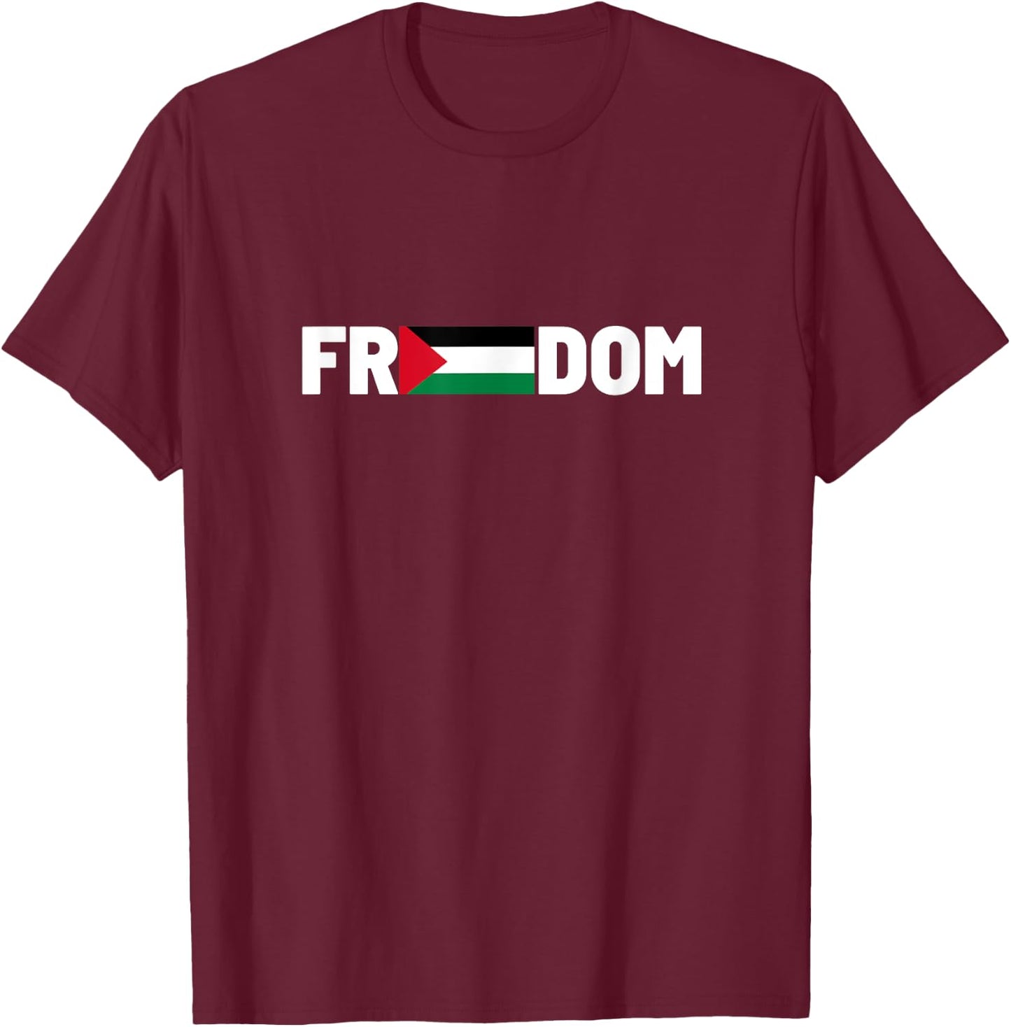 Freedom Palestine Flag | Men, Women and Teenagers , black T-Shirt - T-Shirt | Maroon