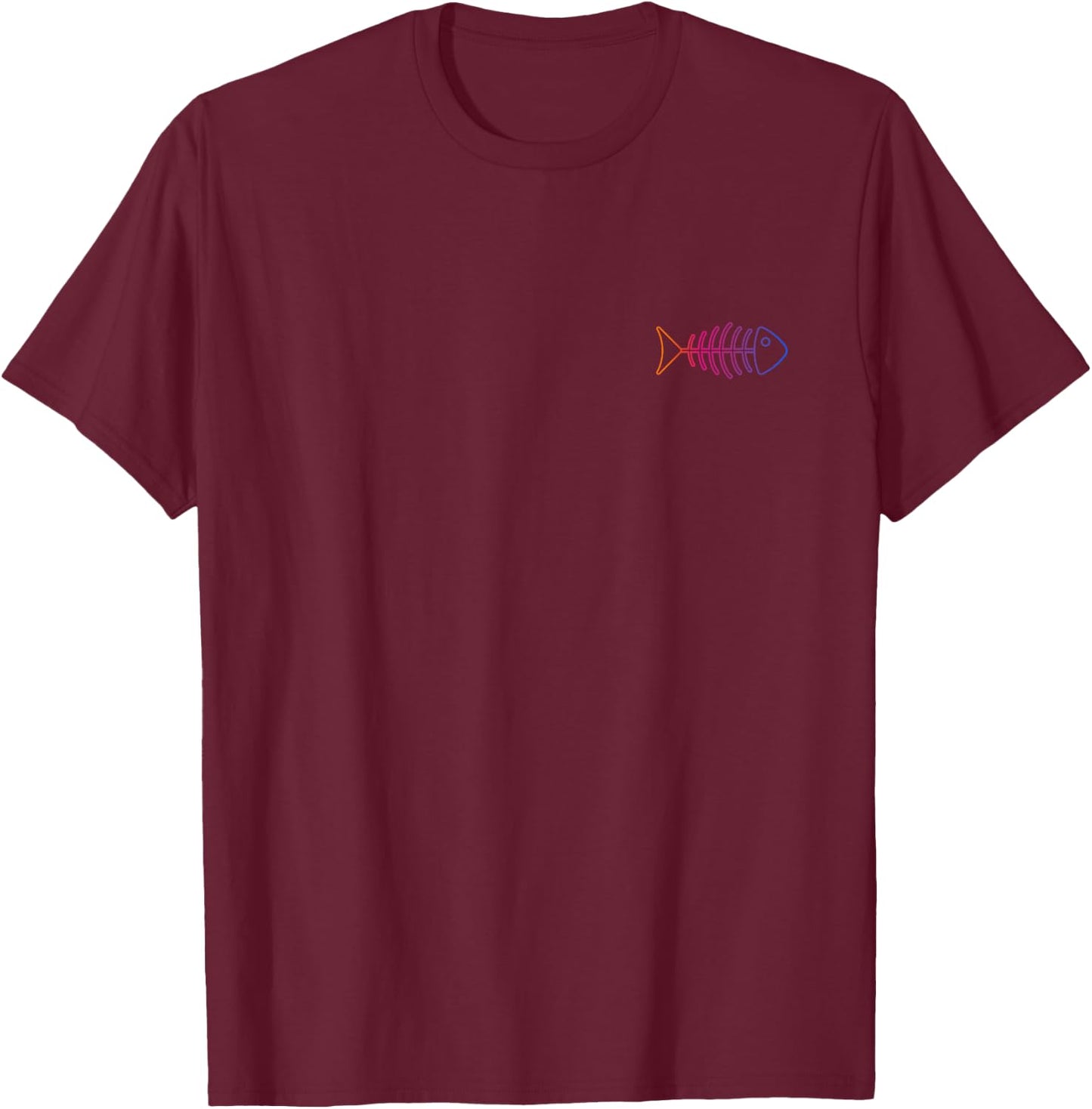 Colorful Fishbone On The Chest For Positive People T-Shirt - T-Shirt | Maroon