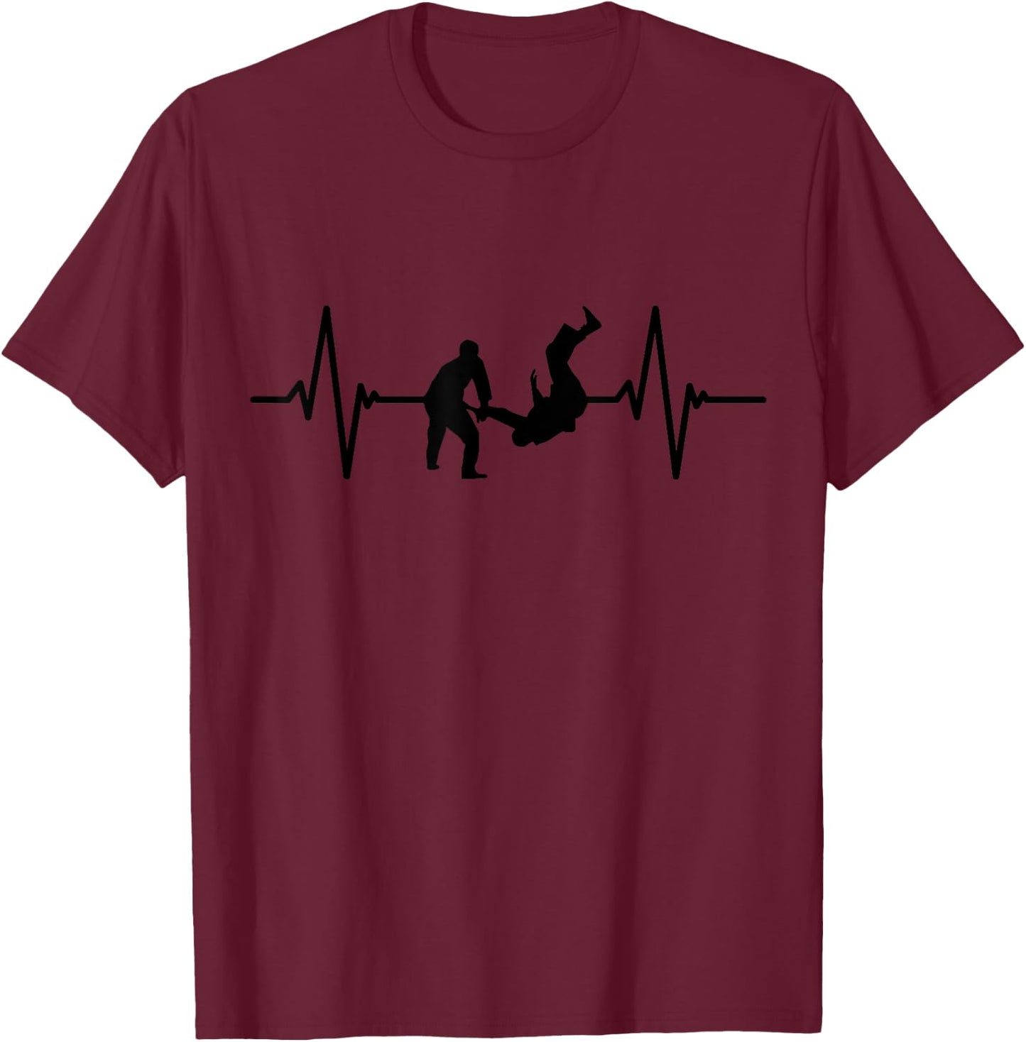 Brasilianische Jiu Jitsu Kleidung Männer Herzschlag BJJ T-Shirt - T-Shirt | Maroon