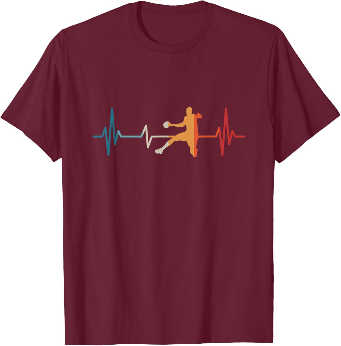 Handballer Heartbeat Handball , black T-Shirt - T-Shirt | Maroon