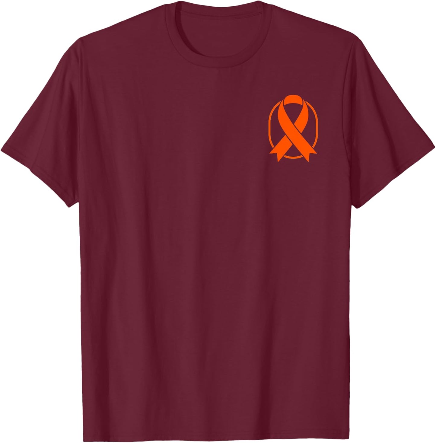 Orange Cancer Ribbon Leukemia Cancer Awareness T-Shirt - T-Shirt | Maroon