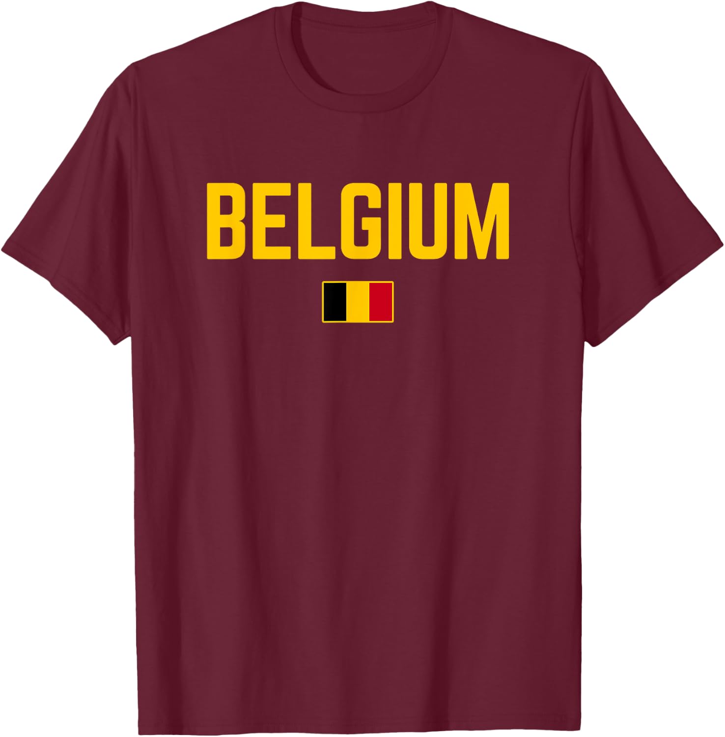 BELGIUM Flag | Men Women Kids BELGIUM , Red, S T-Shirt - T-Shirt | Maroon