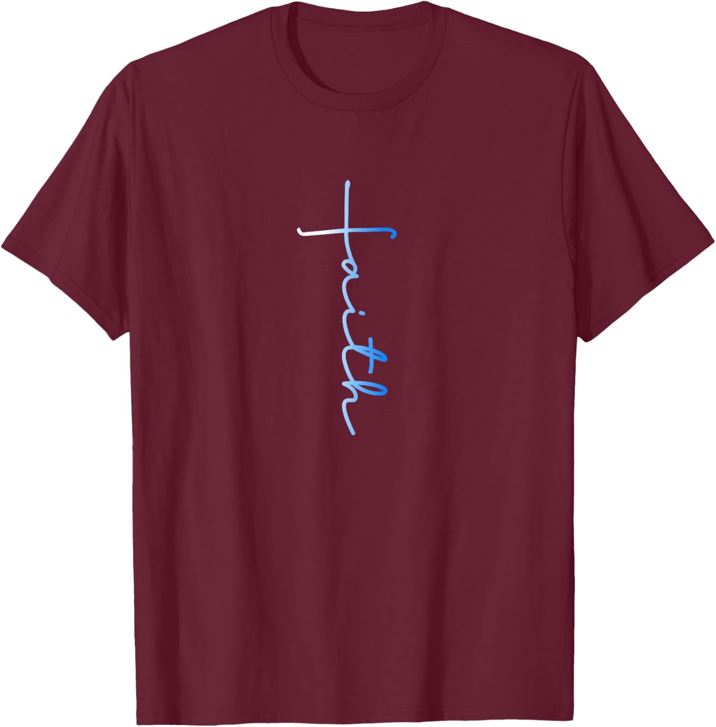 Faith Cool Spiritual Cross Graphic Novelty T-Shirt - T-Shirt | Maroon