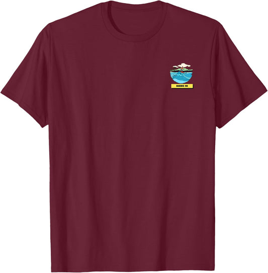 Surfing Legend Just Surf Hang Ten Design T-Shirt - T-Shirt | Maroon