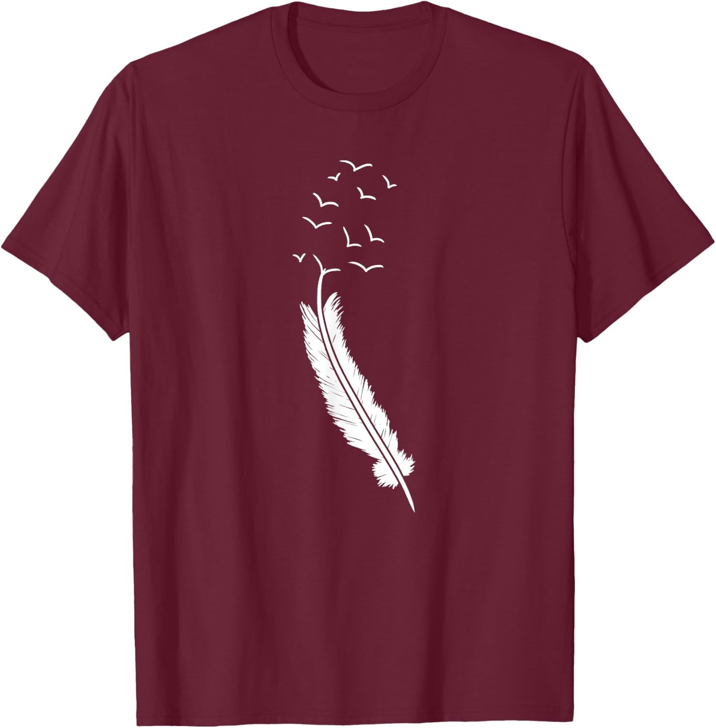 Flying Birds Flock Feather Cool Minimal Art Artists Gift T-Shirt - T-Shirt | Maroon