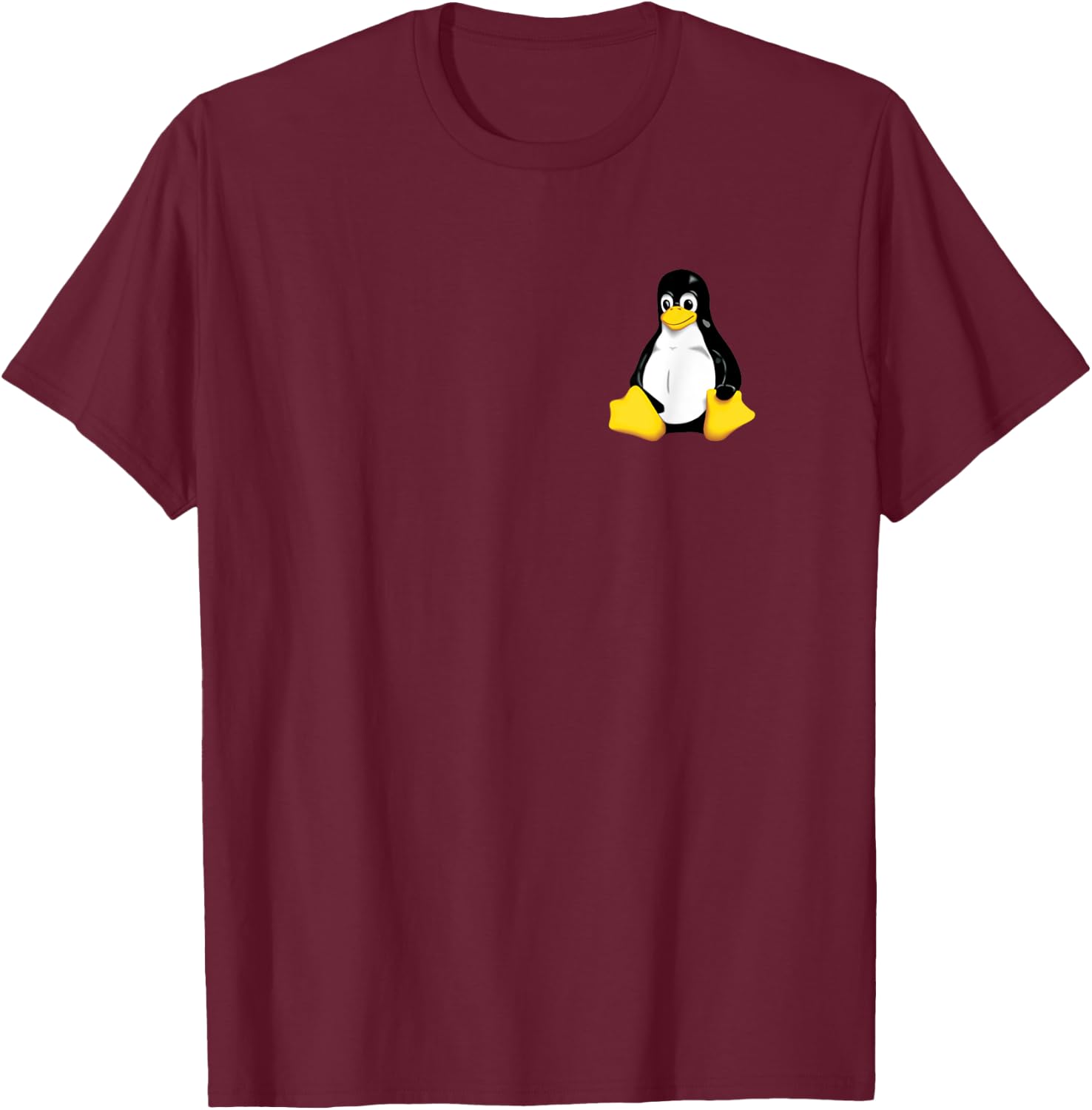 Linux t shirt penguin tux simple clean logo. T-Shirt - T-Shirt | Maroon