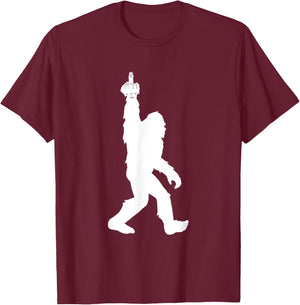 Funny Bigfoot Middle Finger for Squatch Believers T-Shirt - T-Shirt | Maroon