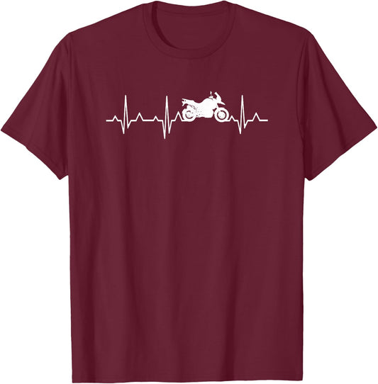 Motorrad Herzschlag Motorradfahrer T-Shirt - T-Shirt | Maroon