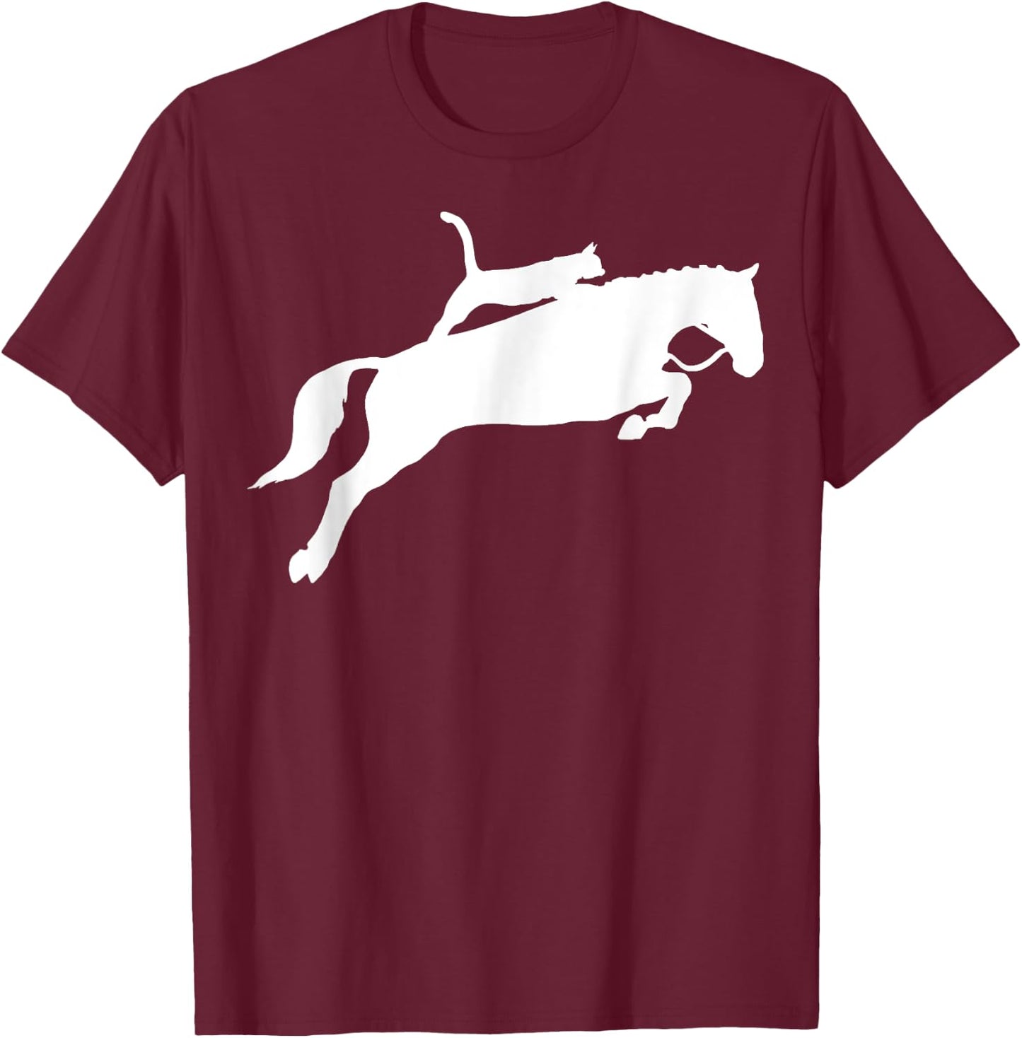 Horseback Riding Cat Funny Cat Horse Gift Men Women T-Shirt - T-Shirt | Maroon